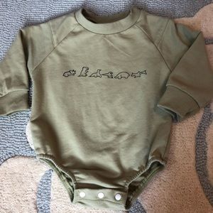 Cute sage green dino onesie